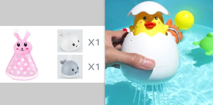 Electric induction whale spray toy for baby bath time with automatic water spray and flashing lights