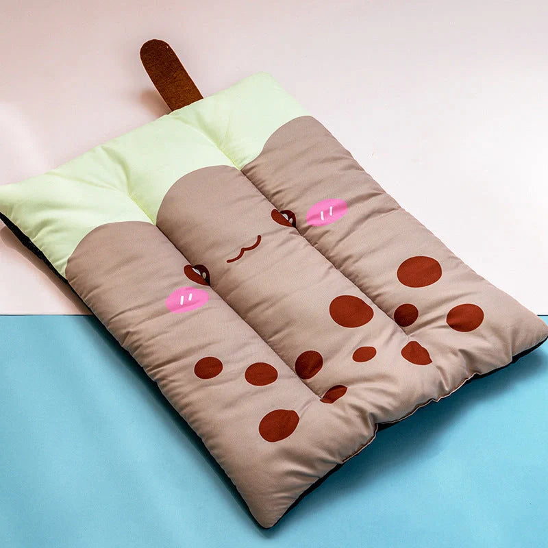 Ice silk pet cooling mat in various fruit designs for dogs and cats