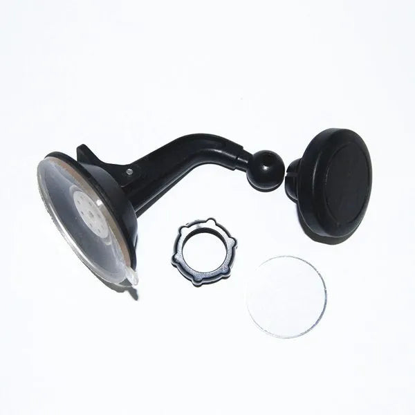 Magnetic car phone holder with dashboard and windscreen mounting options featuring 360-degree rotation for secure mobile device attachment during travel
