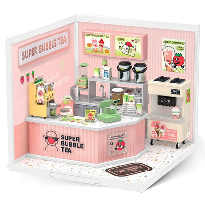 Robotime Rolife DIY Miniature Cafe Building Kit with ambient light set