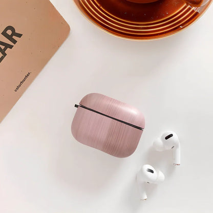 Dark brown wood grain IMD soft shell case for AirPods Pro, clamshell design with precise fit and drop protection