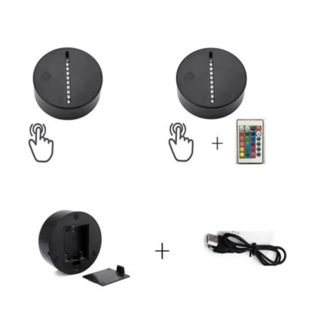 Panda night light with remote control showing seven colour options including red, green, blue, yellow, purple, and white LEDs