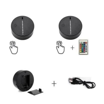 Panda night light with remote control showing seven colour options including red, green, blue, yellow, purple, and white LEDs