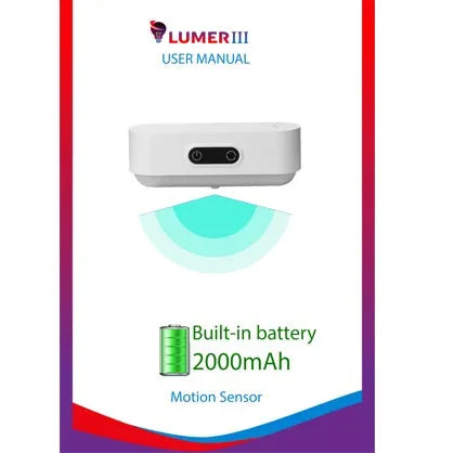 White magnetic USB rechargeable LED night light with touch controls, shown attached to a metal surface.