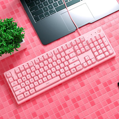 104-key USB membrane keyboard with waterproof feature, compact design