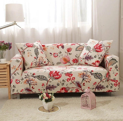 Elastic sofa cover in navy blue with high-density fabric for stain protection