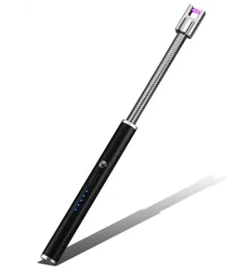 Rechargeable windproof electric lighter, 255mm zinc alloy PVD ice plated, USB charging, 360 rotation, multiple colours