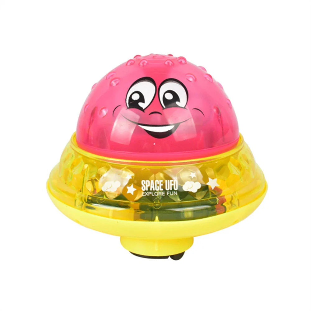 Colorful spray water fountain toy with rotating water display, perfect for toddlers' bath time fun