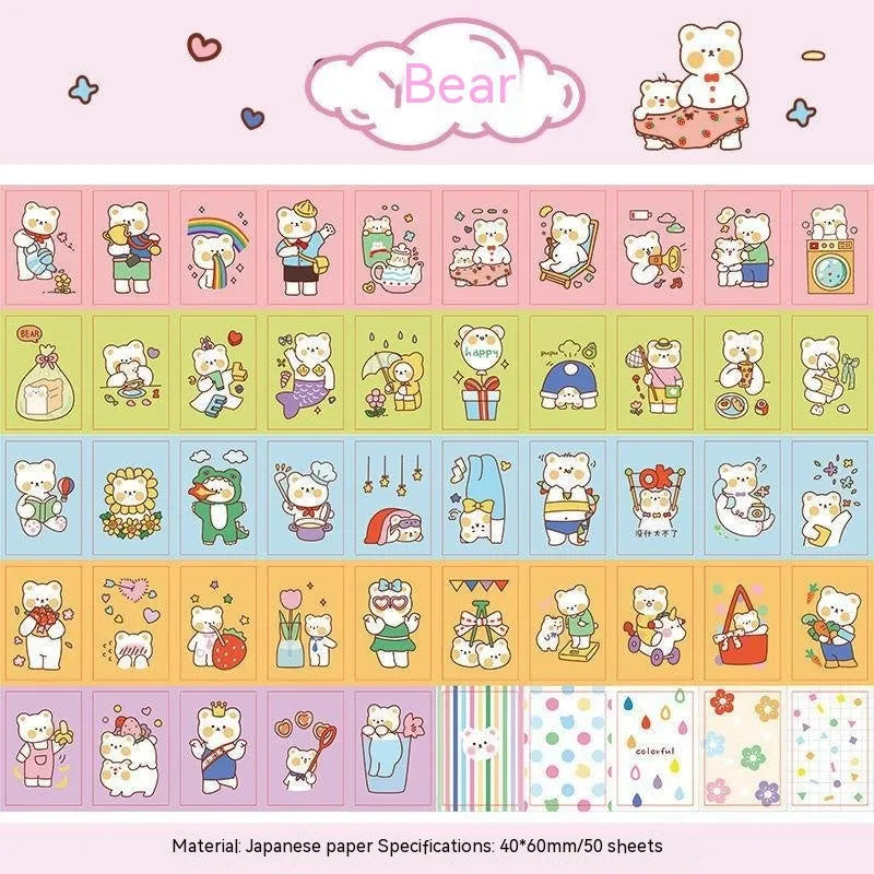 Japanese cartoon character sticker sheet with 50 self-adhesive 40x60mm vinyl decals for notebook decoration