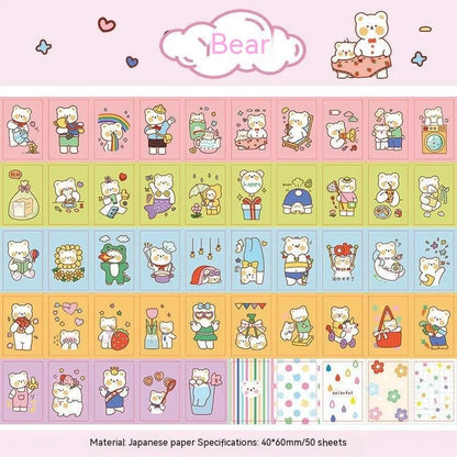 Japanese cartoon character sticker sheet with 50 self-adhesive 40x60mm vinyl decals for notebook decoration