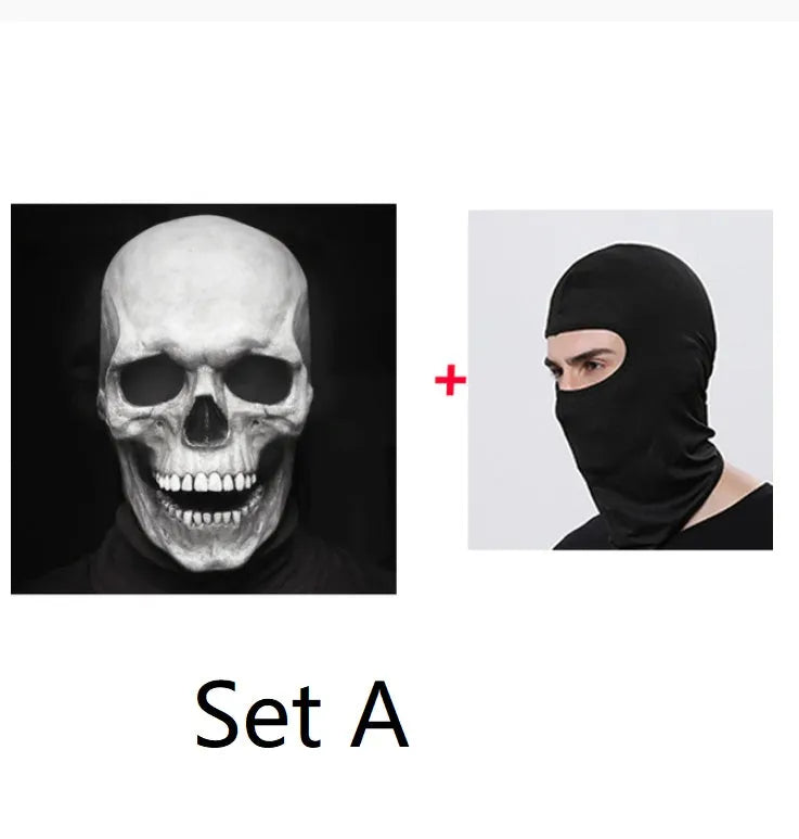 Adult full head skull mask helmet with movable jaw for Halloween cosplay costume