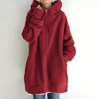 Women's full-zip fuzzy hoodie in various colours and sizes