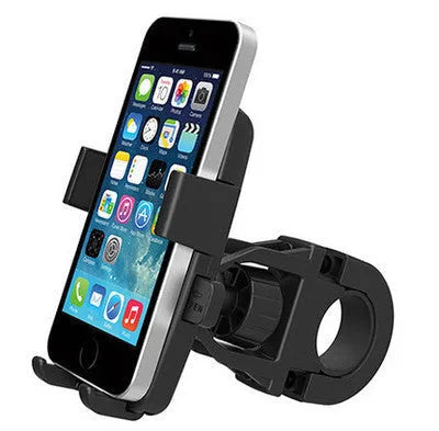 Black ABS plastic bicycle mobile phone holder with dual-layer protection and security rope