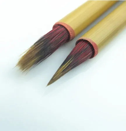 Small red hair writing brush with 23cm wooden penholder for calligraphy