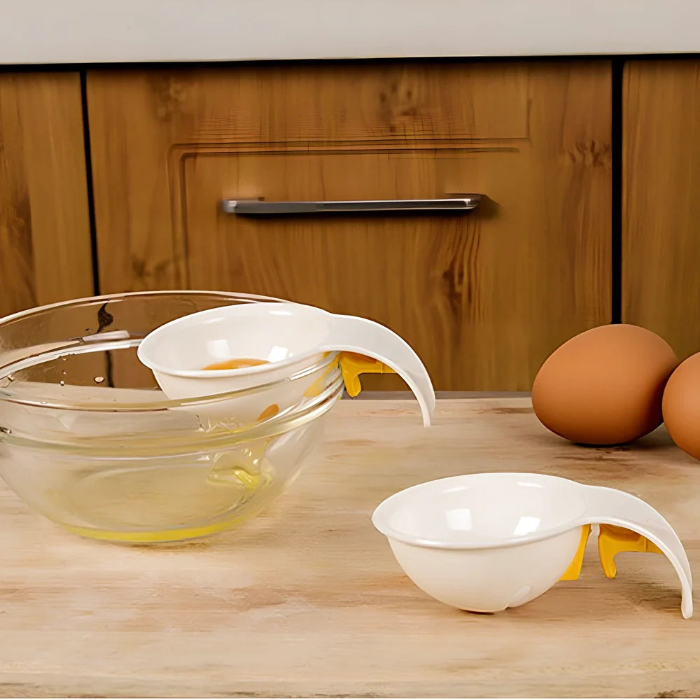 White ABS egg yolk white separator tool, 10cm handle, 7.3cm bowl mouth for kitchen use