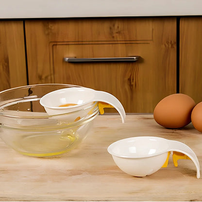 White ABS egg yolk white separator tool, 10cm handle, 7.3cm bowl mouth for kitchen use