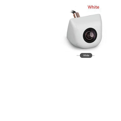 Black metal car reversing camera with lens and integrated wiring cable