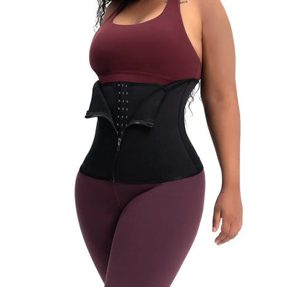 Neoprene belly band corset in black colour showing diving fabric texture and shaping design