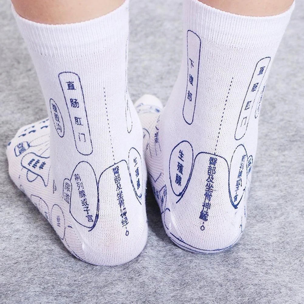 Acupressure reflexology socks for foot massage and pain relief