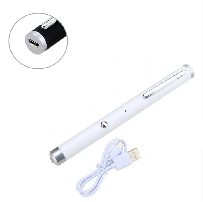 Green laser pointer pen showing beam projection with black, camouflage, and white colour options