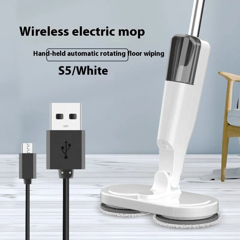 Wireless electric mop in S5 Green colour with USB charging cable and integrated water tank