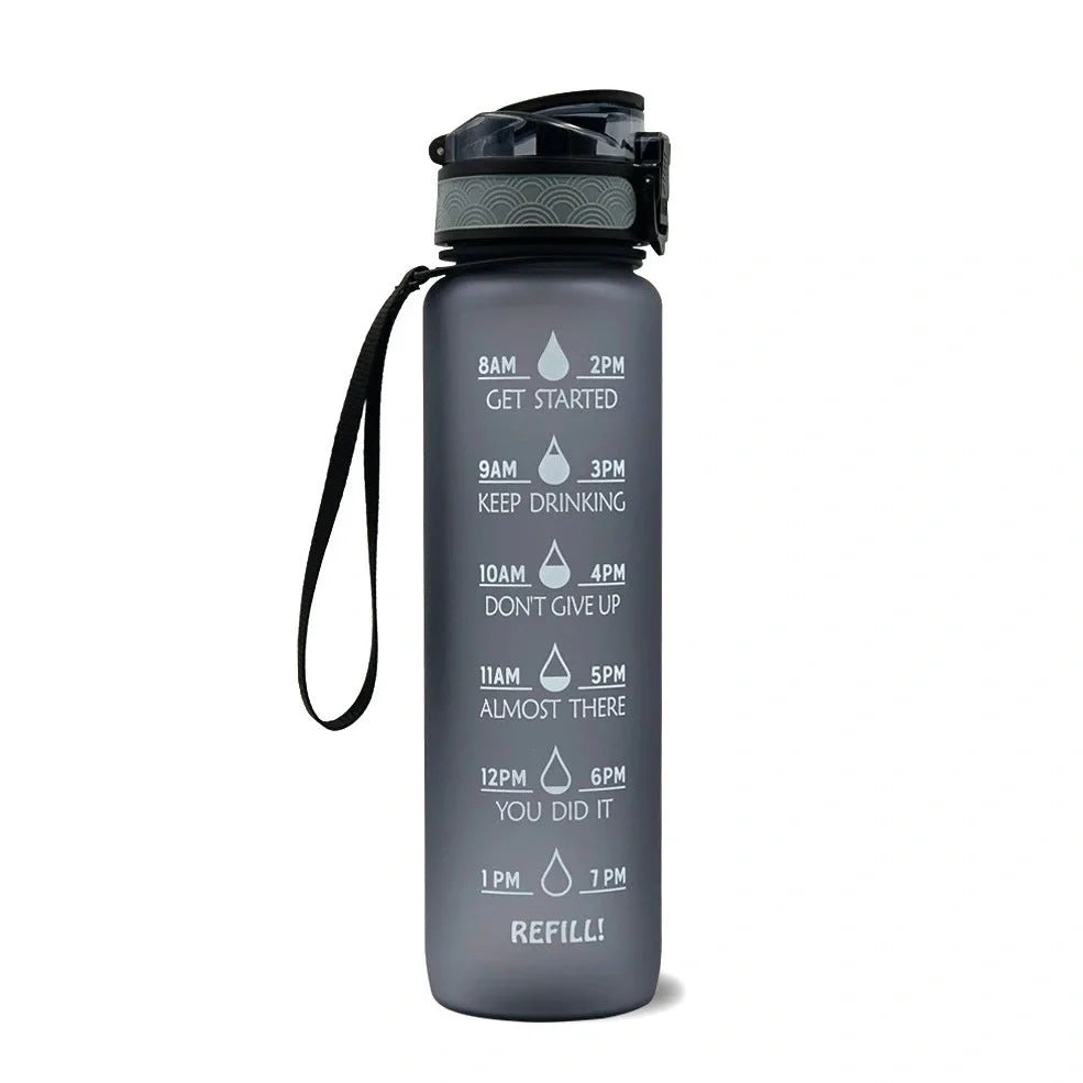 Tritan sports water bottle with frosted gradient finish showing blue-red colour transition