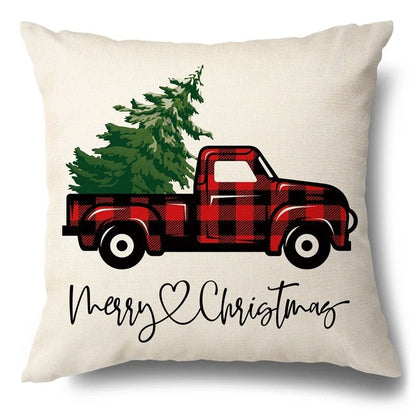 Christmas Hugging Pillowcase with flax elk design for festive home decor