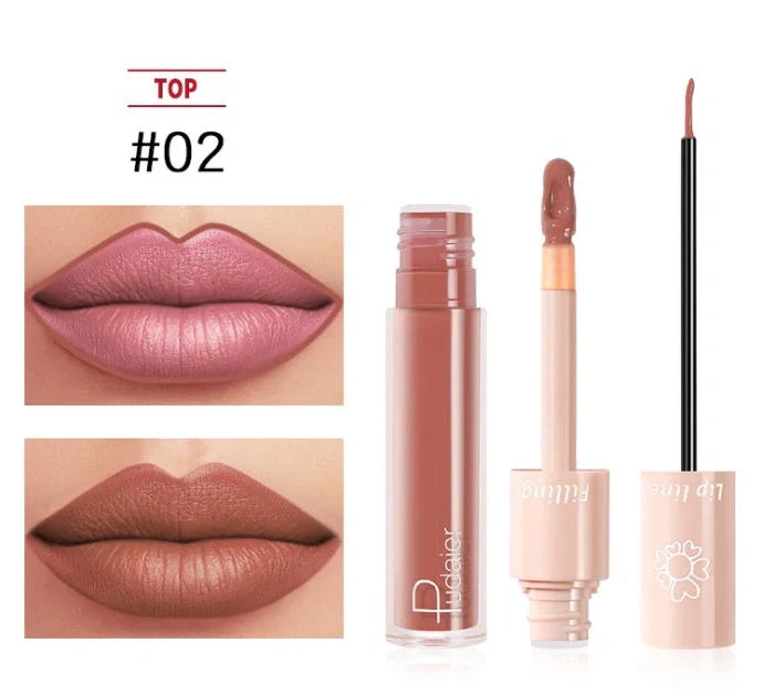 Pudaier dual-ended lipstick and lip gloss tube with 20 colour options