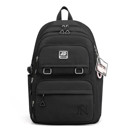 Large capacity nylon girls school backpack with anti-theft and waterproof features