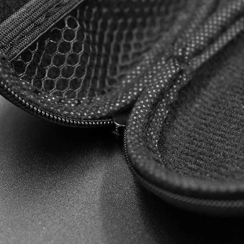 Black oval leather earphone storage bag for EDX PRO and other compatible earphone models