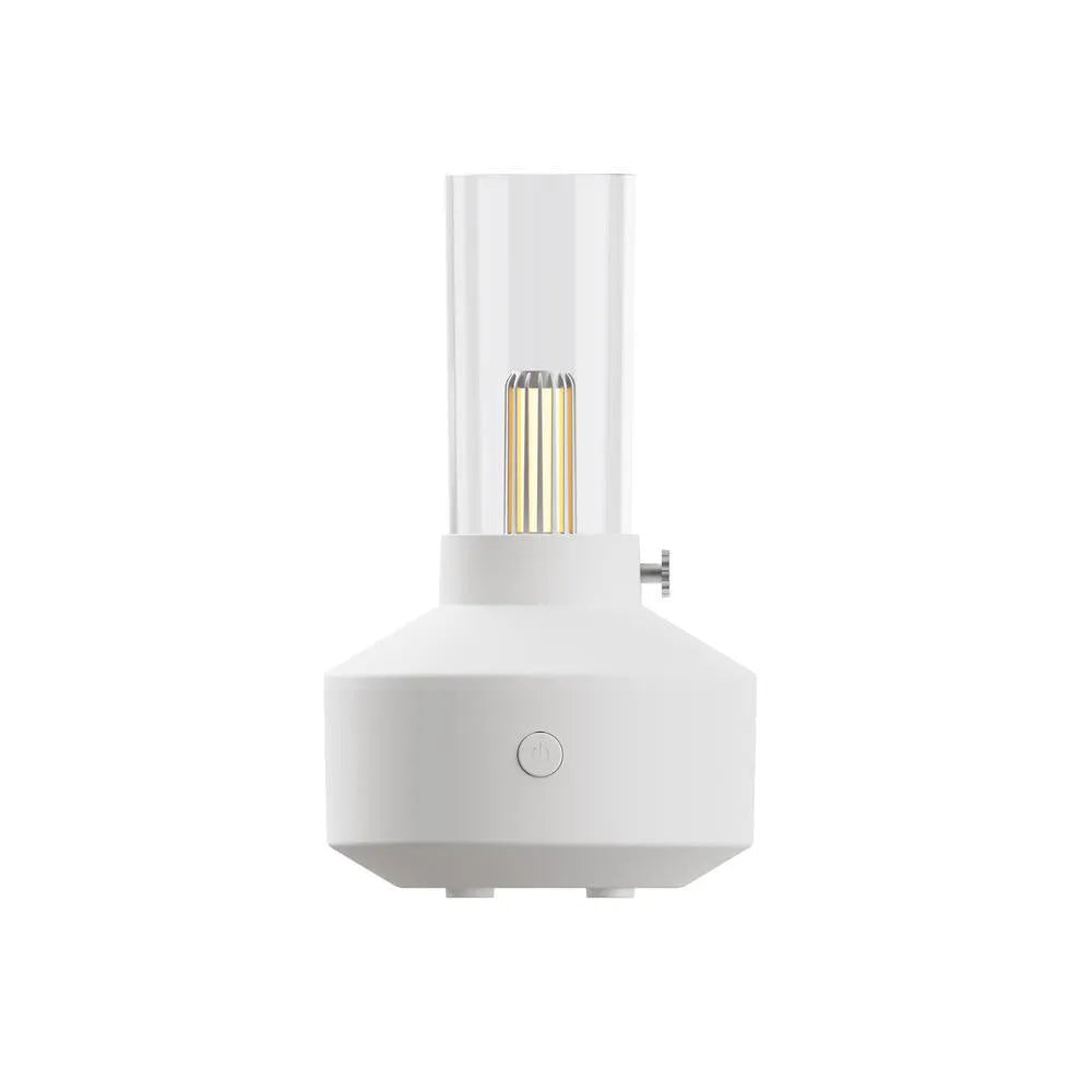 Retro 150ml ultrasonic humidifier aroma diffuser with candlelight night light, available in Black or White