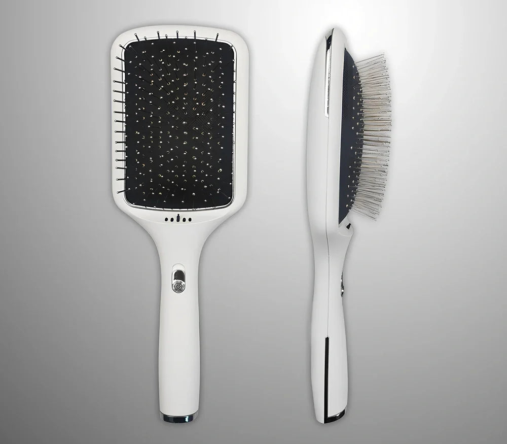 Black wireless straight hair comb with tourmaline ceramic 15mm heating elements and negative ion technology