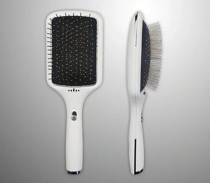 Black wireless straight hair comb with tourmaline ceramic 15mm heating elements and negative ion technology