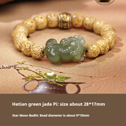 Hetian jade bracelet with black and red adjustable ropes in traditional Chinese design