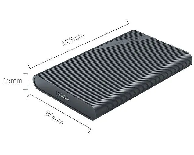 2.5-inch SATA SSD and HDD External Hard Drive Case USB 3.0 Micro-B Enclosure ABS Plastic 5Gbps 4TB Support 128x80x15mm Black with 0.3m Data Cable for Laptop Mobile Hard Disk