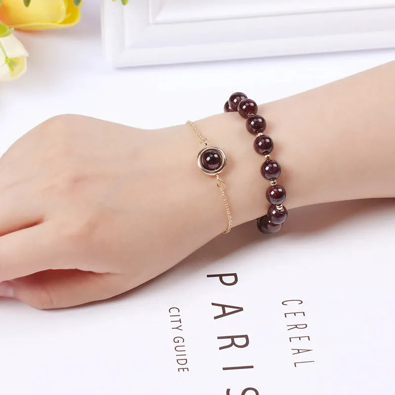 Double-layer women's bracelet with lucky beads and colourful crystals in gold-toned setting