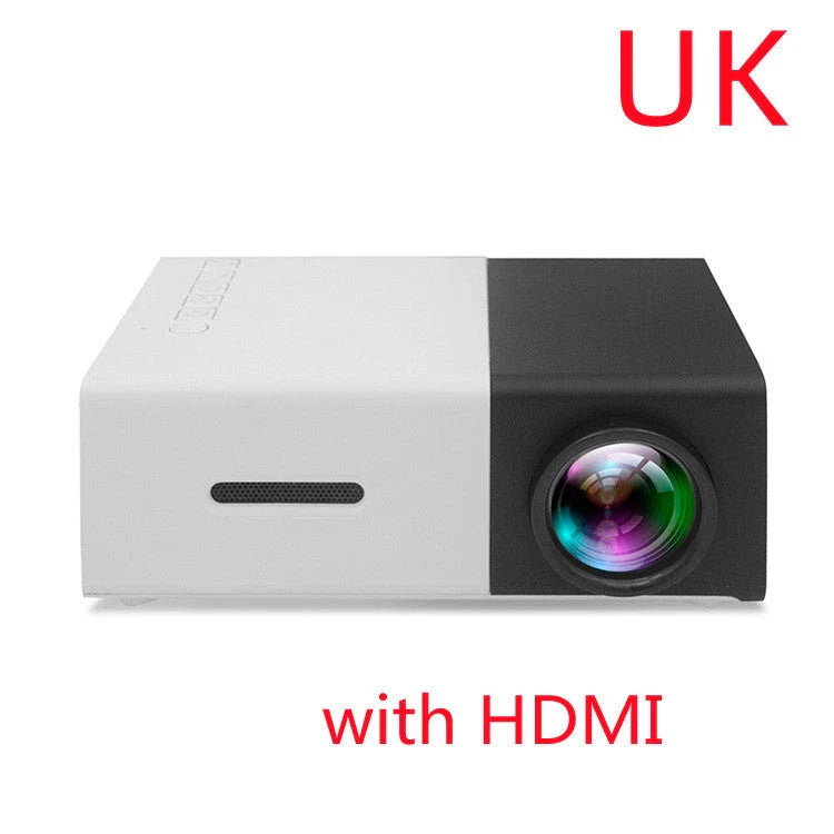 Compact 1080p HD home cinema projector with versatile connectivity and adjustable display settings