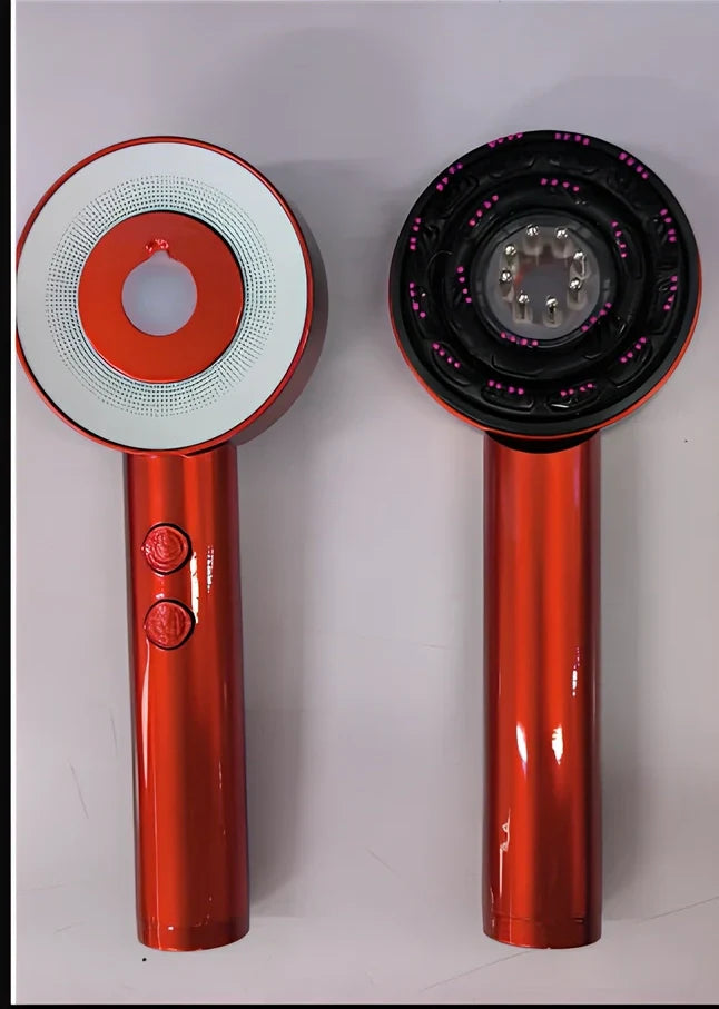 Fluffy comb scalp massager with infrared light therapy measuring 230mm × 85mm × 45mm
