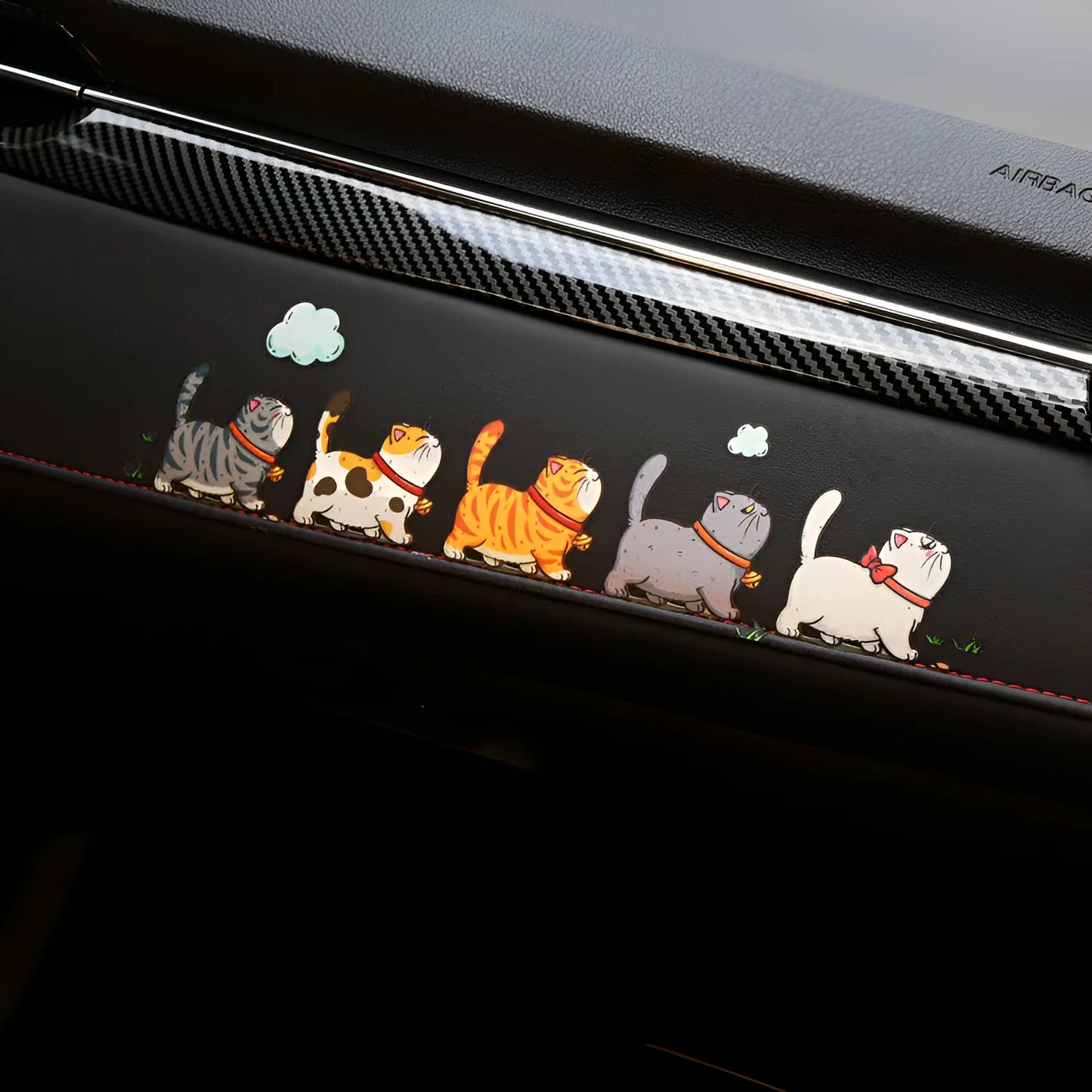 Climbing cats car sticker with five cats walking design on vehicle window, waterproof PVC material