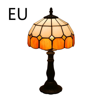 Retro yellow glass bedside table lamp with resin base, 20 x 12 x 35cm, Mediterranean style