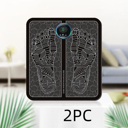 EMS foot massage pad with PU sponge surface, silver ion circuit printing, and separate rechargeable main engine