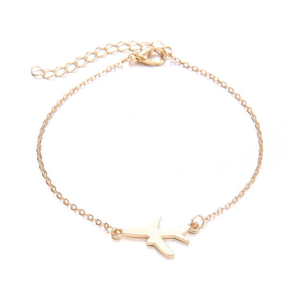 Three alloy charm bracelets with heart-shaped bohemian aircraft map designs, colour Sku2104.