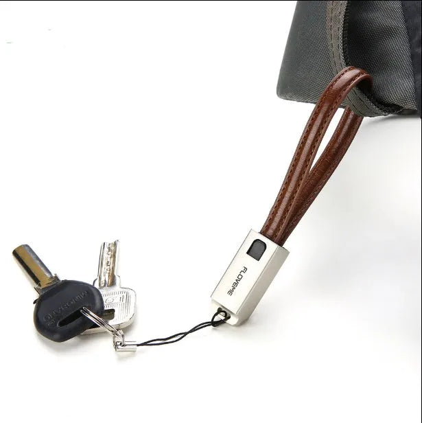20cm leather iPhone charging cable with zinc alloy lightning connector in black, brown, or red colour