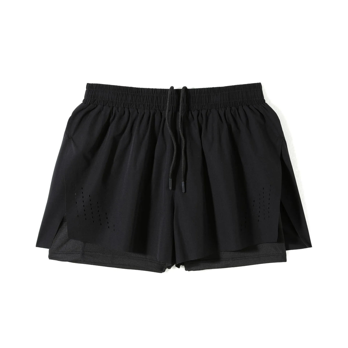 Men's side-slit sports shorts in turmeric yellow with straight leg cut and micro elastic nylon fabric