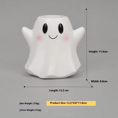 Halloween cartoon resin flower pot decorations in four hand-painted designs