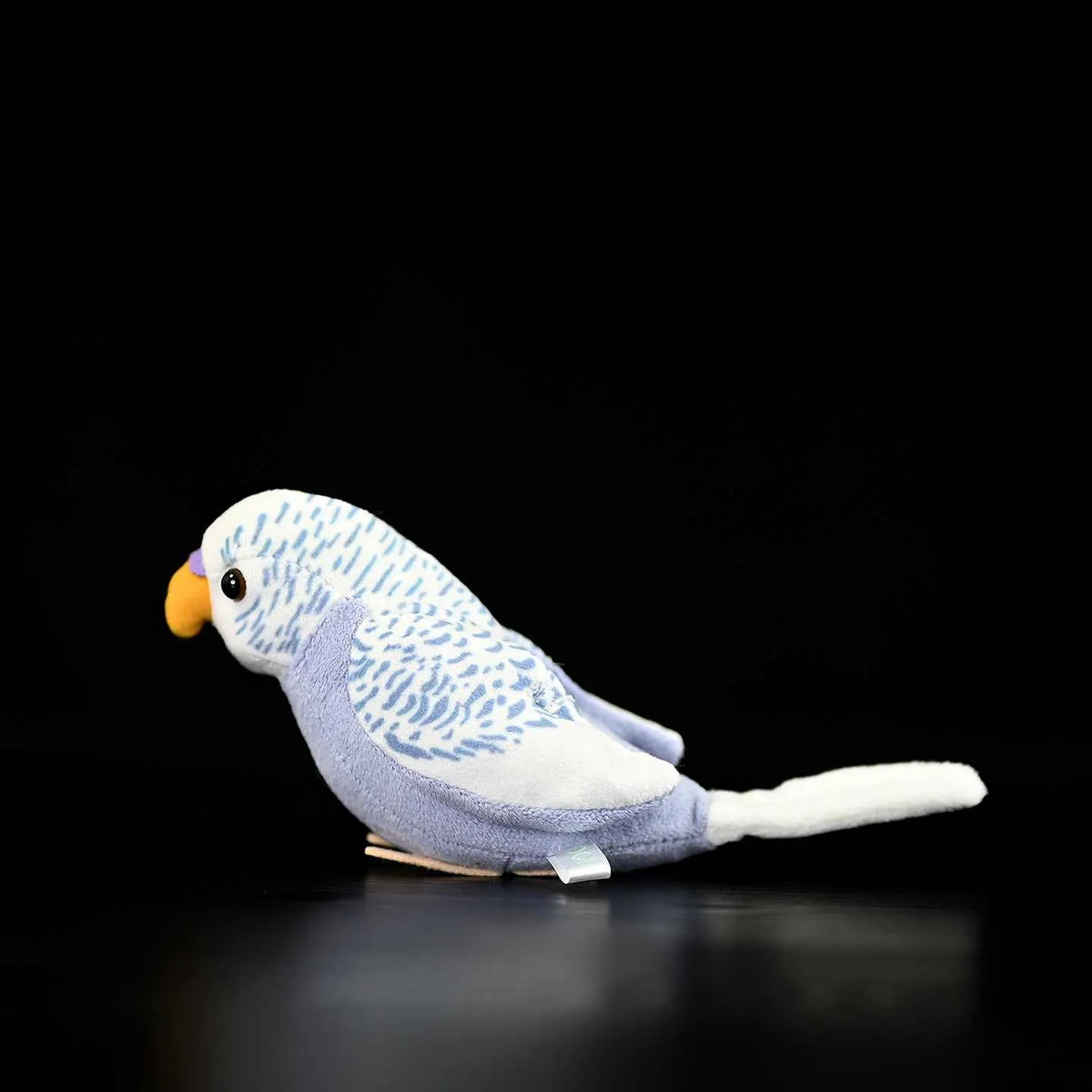 Simulation budgie plush toy, 10 cm tall, plush material with PP cotton filling, image colour.