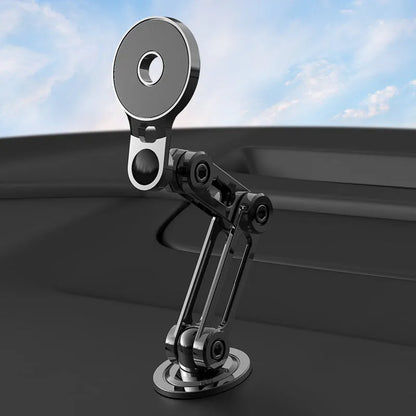 Black magnetic car phone holder with flexible gooseneck arm and 360° rotation capability