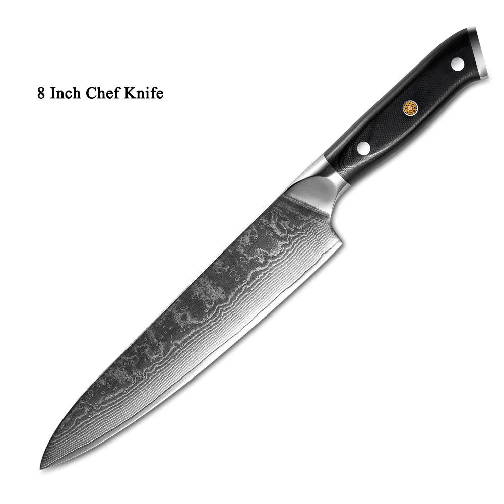 Premium Japanese Damascus steel kitchen knife set for professional and home use