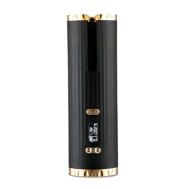 Cordless automatic hair curler with ceramic barrel, multi-directional curl capabilities, and rechargeable battery for salon-quality curls anytime, anywhere.