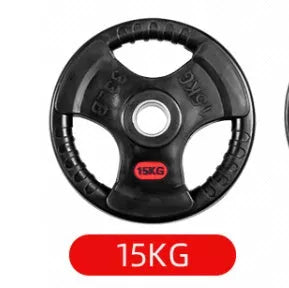 Three-hole rubber bag for gym weightlifting barbell, cast iron construction with rubber coating